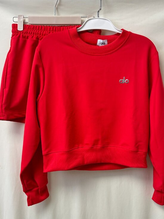 ALO Yoga Tops - ALO Red Long-Sleeve Top and Shorts Set — Size M
